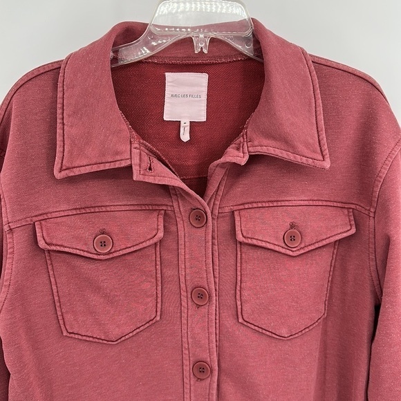 Avec Les Filles Pink Shirt Jacket Size Medium - Picture 3 of 10